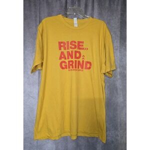 7Brew Drive Thru Coffee T-shirt Unisex Size X-Large; Yellow "Rise & Grind"